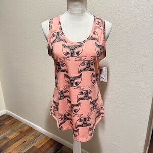 LuLaRoe - Women's Cat Print Tank Top - Light Salmon Pink - Size Large - NWT